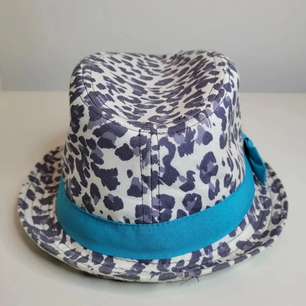 PLACE 1989 Cheetah Leopard Print Fedora Hat with Bow Accent Size Girls Large 10+